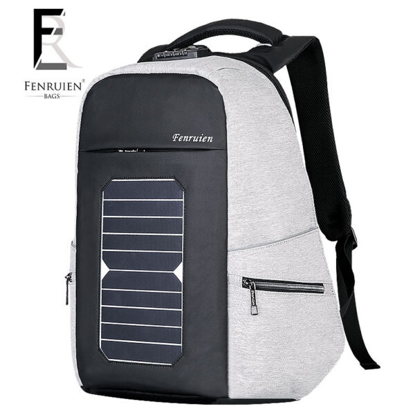 New solar charge outdoor double shoulder bag men business custom anti-theft backpack 15 inch Laptop Bag - Image 2